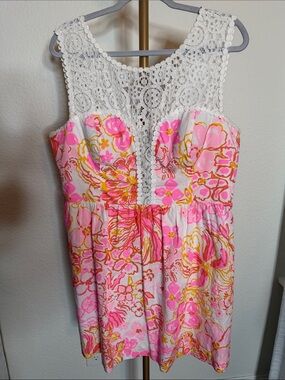 Lilly Pulitzer Women’s Pink & Yellow Floral Lace Dress